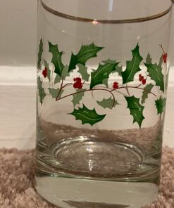 Holly Berry Gold Rimmed Short Glasses