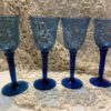 Cobalt Blue Hand Blown Long Stemmed Glasses Used