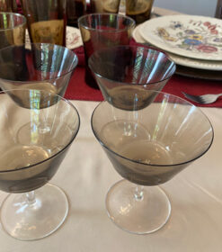 4- Smokey Brown Stemmed Dessert Dish 4 1/4