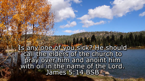 healing in the name of Jesus James 5 14 Is any one of you sick? He should call the elders of the church to pray over him and anoint him with oil in the name of the Lord.