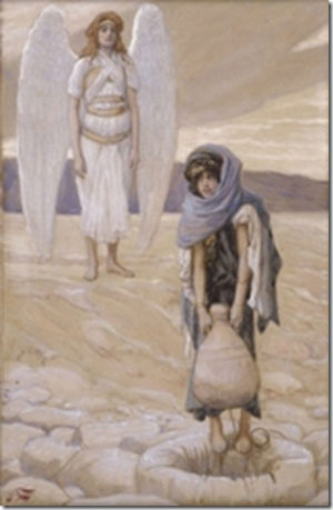 The painting "Hagar and the Angel in the Desert" by James Tissot (circa 1902), public domain